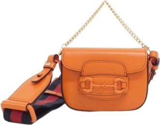 Gucci Pre-owned Horsebit 1955 Leren Schoudertas - Dames - Vintage Schoudertas - Oranje - ONE Size - Leer - Vintage