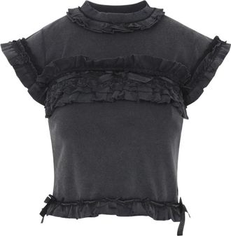 Balenciaga Bedrukt oversized katoenen T-shirt - Dames - Blouses - Zwart - XS - Katoen - Overhemden