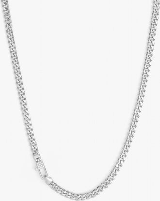 Melinda Maria Womens Julian Pav&eacute; Lock Necklace - 5Mm In Silver/white