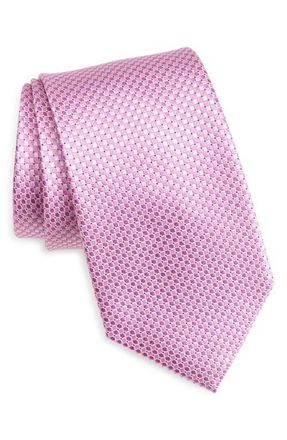 Nordstrom Solid Textured Silk Tie in Pink at Nordstrom