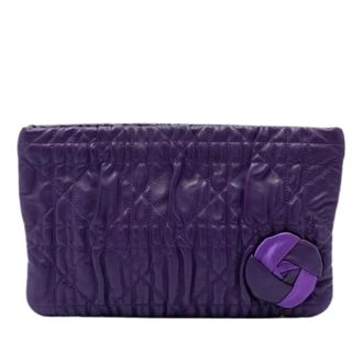 Dior Pre-owned Rose Appliqu&eacute; Clutch - Dames - Pre-owned - Paars - Maat: ONE Size Leer