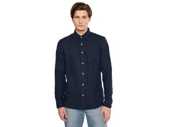 Faherty Laguna Linen Shirt Mens Clothing Island Navy : 2XL