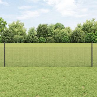 Berkfield Home Chicken Wire Fence Set Set of 2 Grey Metal, Plastic 25 x 0.5 m
