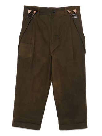 A Tentative Atelier shoulder-straps trousers - men - Cotton/Cotton/Linen/Flax/Horse Leather - 48 - Brown