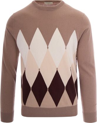 Ballantyne Lightweight Knit Sweater with Distinctive Diamond Pattern