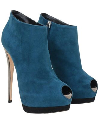 Giuseppe Zanotti Womens Suede Peep Toe Ankle Boot (Authentic Pre-Loved)