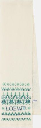 Loewe Sciarpa in jacquard di misto lana con paillettes e logo