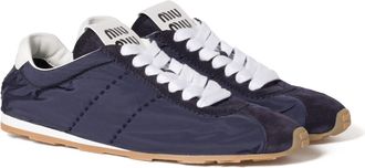 Miu Miu Plume Technical Fabric And Suede Sneakers, Woman, Navy, Size 35,5