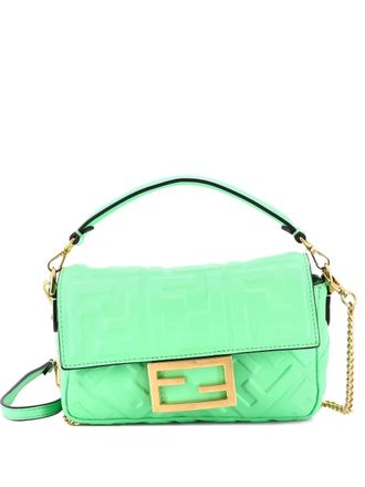 Fendi Baguette NM Bag Zucca Embossed Leather Mini crossbody bag - Verde