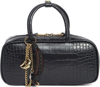 Dolce Vita Flyn Croc Embossed East/West Handbag in Black at Nordstrom Rack