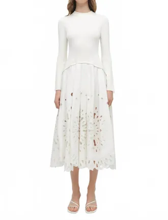 SIMKHAI Daila Embroidered Knit Midi Dress In White