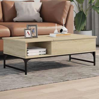 vidaXL Vidaxl - Mesa De Centro Madera Ingenier&iacute;a Metal Roble Sonoma 100x50x35cm