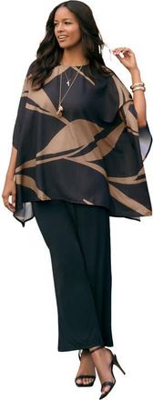 Roaman's Georgette Poncho in Brown Sugar Bold Abstract at Nordstrom, Size 28