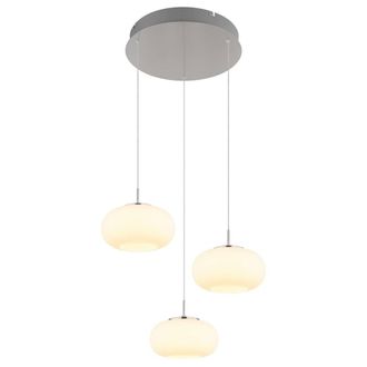 Netlighting Quintara Cluster Pendant Nickel Matt Opal Glass Shade 3x LED 3000K in Grey