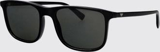 Emporio Armani Rectangular Aviator Sunglasses in Black Acetate