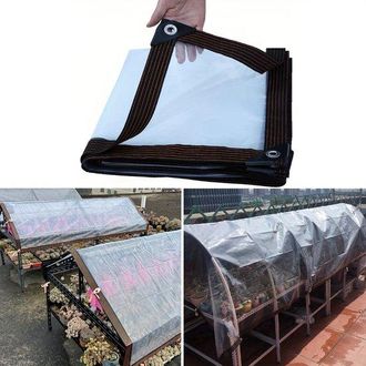 OEM Lona Impermeable, 6,5 X 10 Pies, Lona Impermeable Transparente Y Resistente, Pe, Espacio Entre Agujeros De 1 Metro, 2 X 3 M, Patios, Transparente