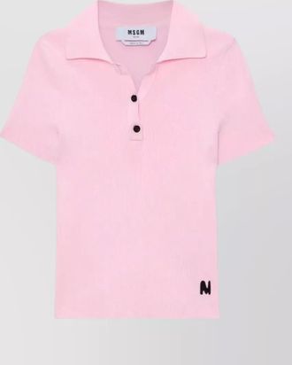 Msgm knit polo collar short sleeve ribbed top