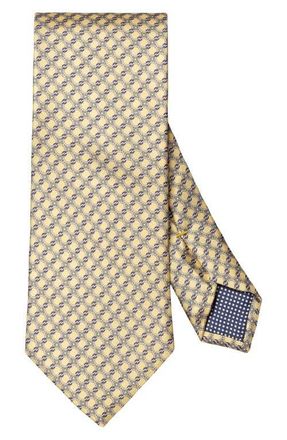 Eton Interlock Print Silk Tie in Light Yellow at Nordstrom