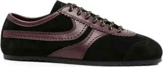 Dries Van Noten zwarte leren sneakers met panelen