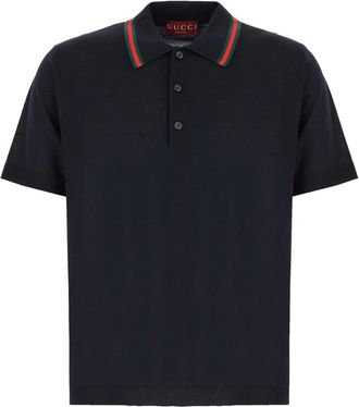 Gucci Klassiek poloshirt - Heren - Polos - Blauw - L - Wol - Tops