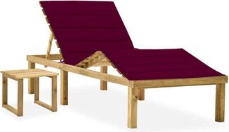 vidaXL Tumbona De Jard&iacute;n Con Mesa Y Coj&iacute;n De Madera De Pino Impregnada Vidaxl