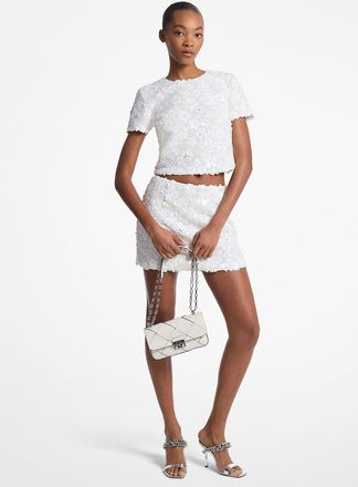 Michael Kors Floral Embellished Scuba Skirt