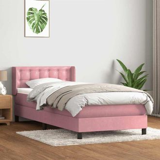 vidaXL Cama Box Spring Con Colch&oacute;n Terciopelo Rosa 90x210 Cm Vidaxl