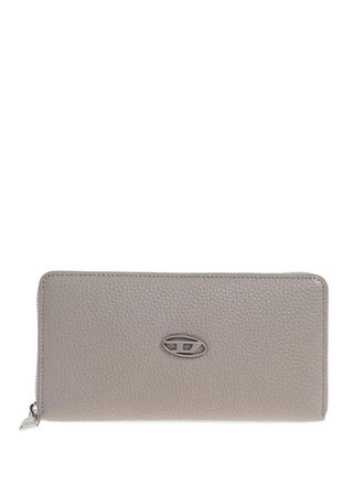 Diesel zip-around logo-plaque wallet - men - Grained Calf Leather - One Size - Grey