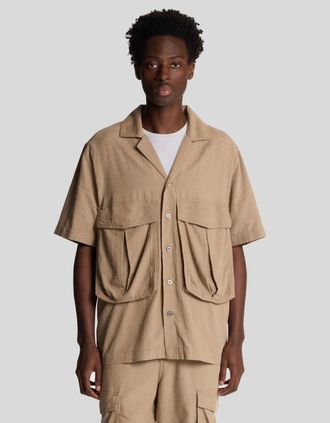 Lyle & Scott Lyle And Scott Mens Cotton Linen Revere Collar Shirt - Cream - Size: 38/Regular