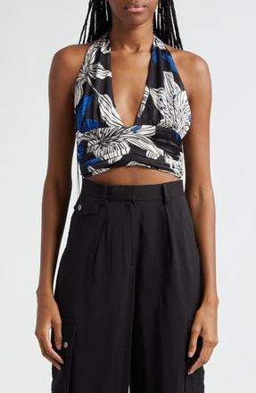 Ramy Brook Milan Floral Halter Top in Black Lily Print at Nordstrom Rack, Size 10
