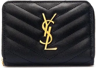 Saint Laurent Grain De Poudre leather Cassandre wallet Woman One Size