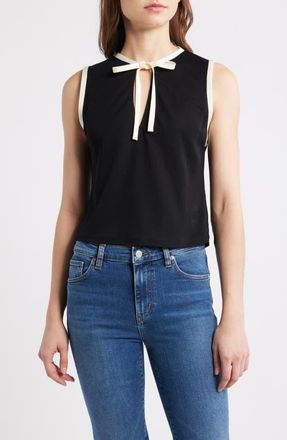 Frame Denim The Keyhole Tie Knit Tank in Black Multi at Nordstrom, Size X-Small