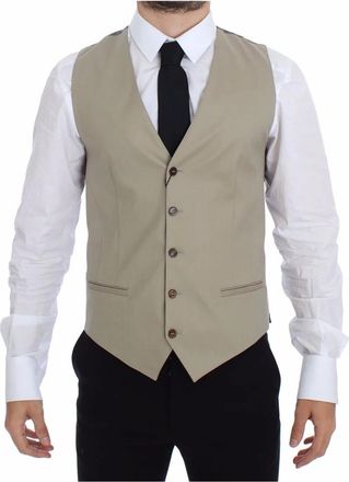 Dolce & Gabbana Katoenen Gilet Blazer Jas - Heren - Gillet - Beige - XS - Katoen - Kostuums