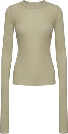 Rick Owens T-Shirt Cropped Rib LS - Dames - Longsleeves - Beige - S - Tops