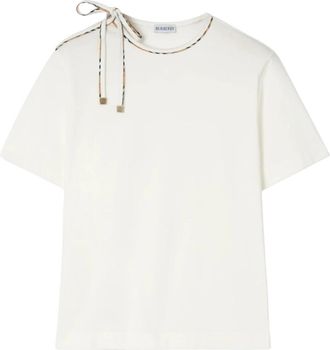 Burberry Tops, Dames, Wit, L, Katoen, Frankie Bow Katoenen T-shirt