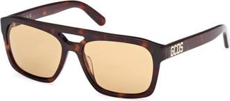 GCDS Moderne Rechthoekige Herenzonnebril - Heren - Zonnebrillen - Bruin - 56 MM - Accessoires
