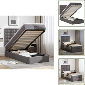 vidaXL Stoccaggio sotto il letto - vidaXL Struttura Letto Pouf con Materasso Grigio 90x200 cm Similpelle - Coprimaterasso
