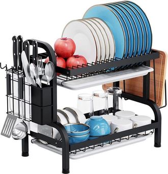 Trade Shop Trade Shop - Bandeja De Fregadero De Acero De Doble Capa Bandeja De Estanter&iacute;a De Rack
