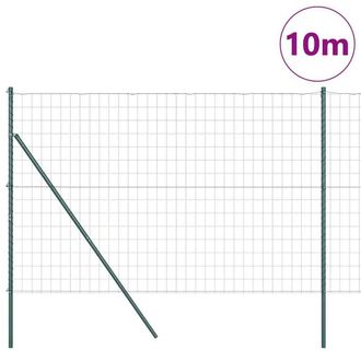 Berkfield Home Green Euro Fence with 7 Posts 1.6x10 m Galvanised Steel Green