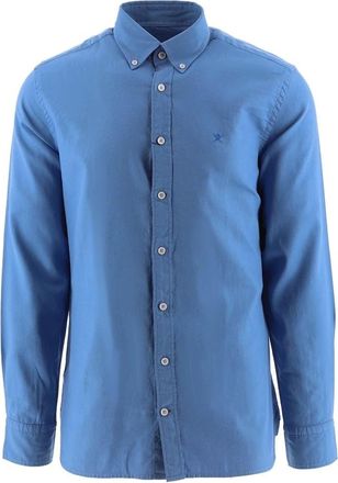 Hackett Camicia Oxford Tinto in Capo - - Shirts - Uomo - Blu - XL
