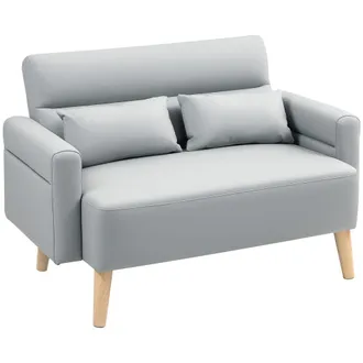 HOMCOM Sof&aacute; dos plazas 117x78x78 cm gris
