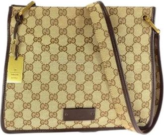 Gucci Pre-owned Cross Body Bags, female, Beige, Size: ONE SIZE Pre-owned Vintage Canvas Cross Body Bag