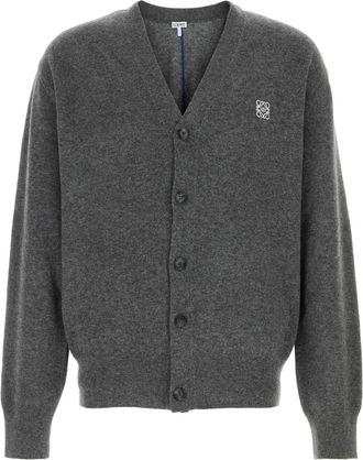 Loewe Dark Grey Stretch Wool Blend Cardigan