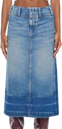 Mother Fortune Cookie Midi - Dames - Spijkerrokken - Blauw - W26 - Katoen - Rokken