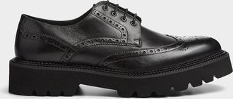 Simons Mens Chunky notched sole leather brogue shoes Men
