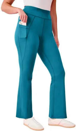 Roaman's Soft Sculpt Side Pocket Yoga Pants in Deep Teal at Nordstrom, Size 32
