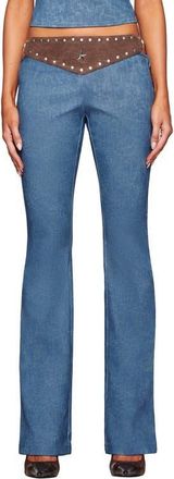 I.AM.GIA Kessa Faux Leather Bootcut Pants in Blue And Brown at Nordstrom, Size Xx-Small