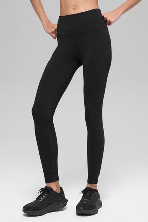 Alo | Seamless High-Waist Two Tone Rib Legging in Black, Size: Medium
