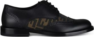 Fendi Derby Veterschoenen - Heren - Nette schoenen - Zwart - 40 EU - Leer - Schoenen