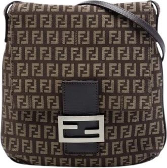 Fendi Pre-owned Canvas Crossbody Bag - Dames - Vintage Schoudertas - Bruin - ONE Size - Leer - Vintage